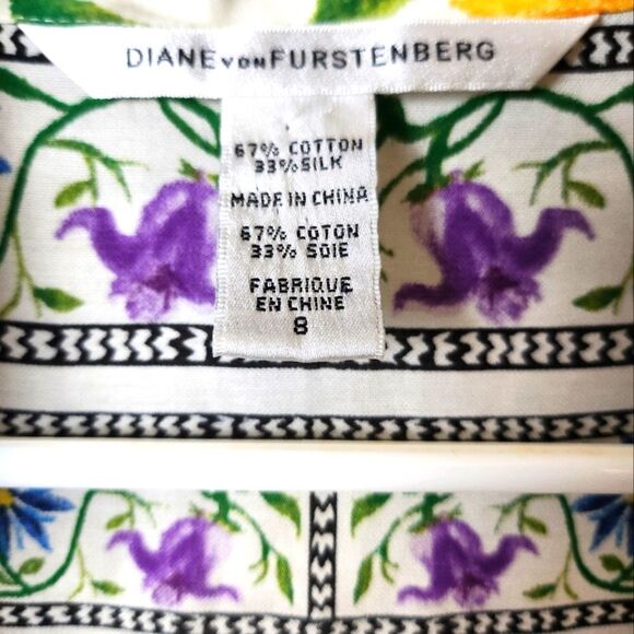 Diane Von Furstenburg Syrah Floral Silk Blend Blouse Size 8 - Picture 5 of 7